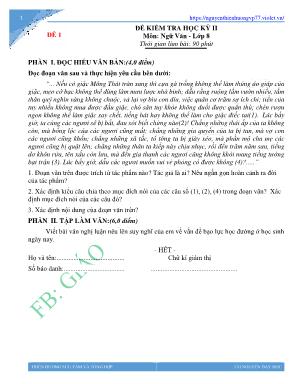 5 Đề kiểm tra học kỳ II môn Ngữ văn Lớp 8 - Thiên Hương